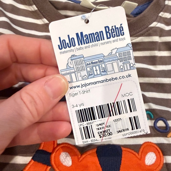 NWT JoJo Maman Bebe Striped Tiger Tee - Picture 5 of 10